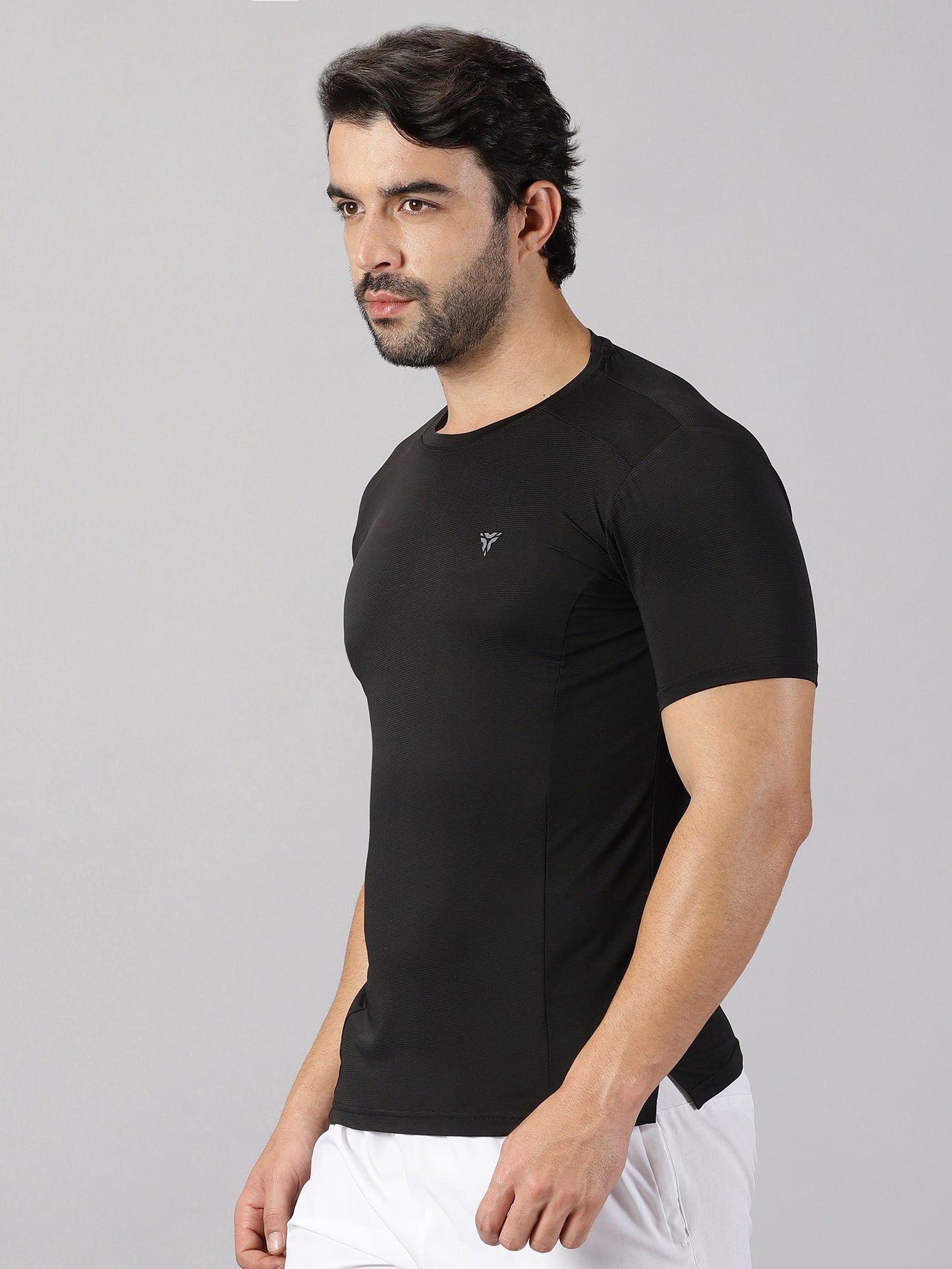 Light Compression Jersey Knit T-shirt- Black