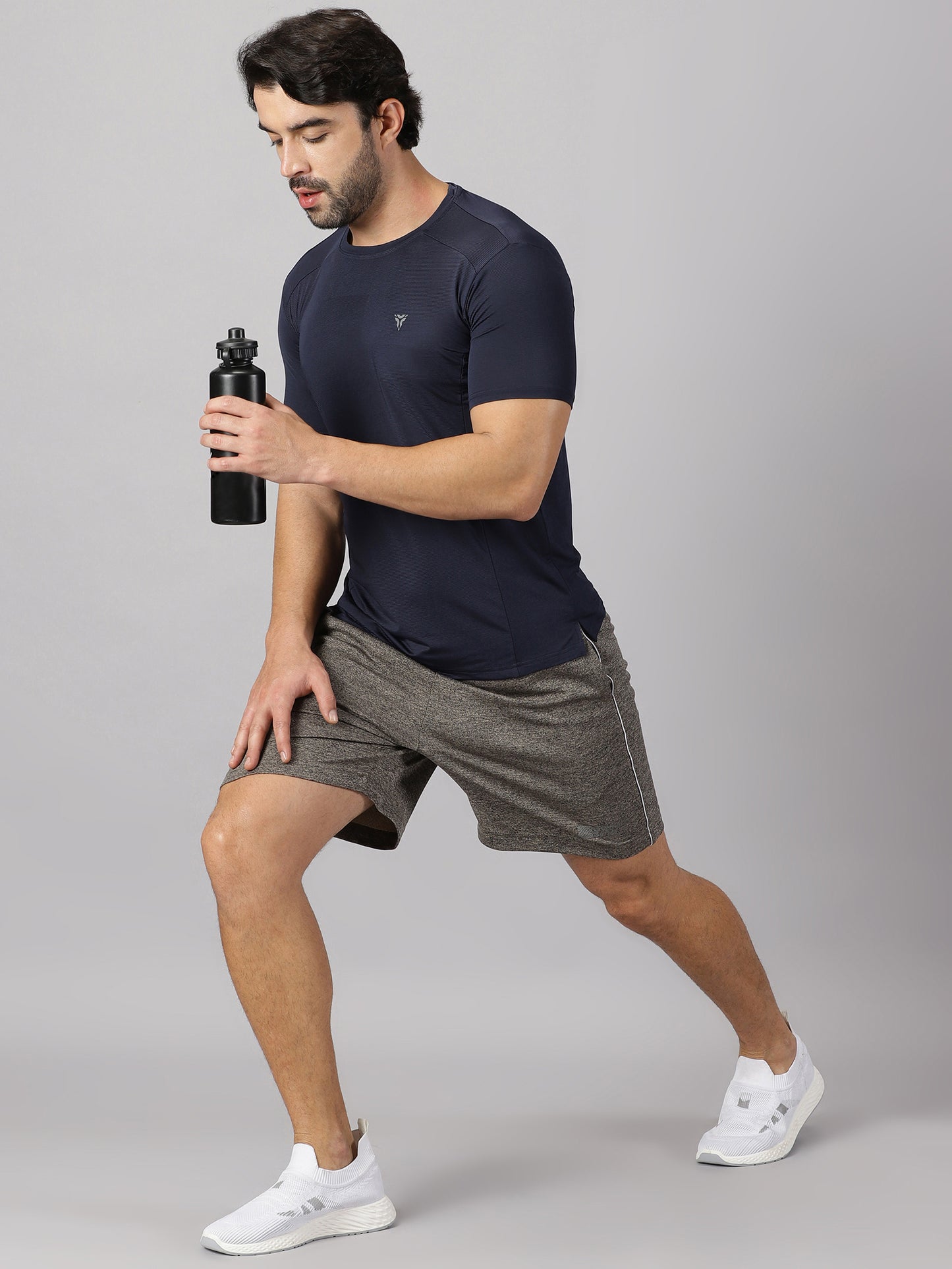 Light Compression Jersey Knit T-shirt- Navy