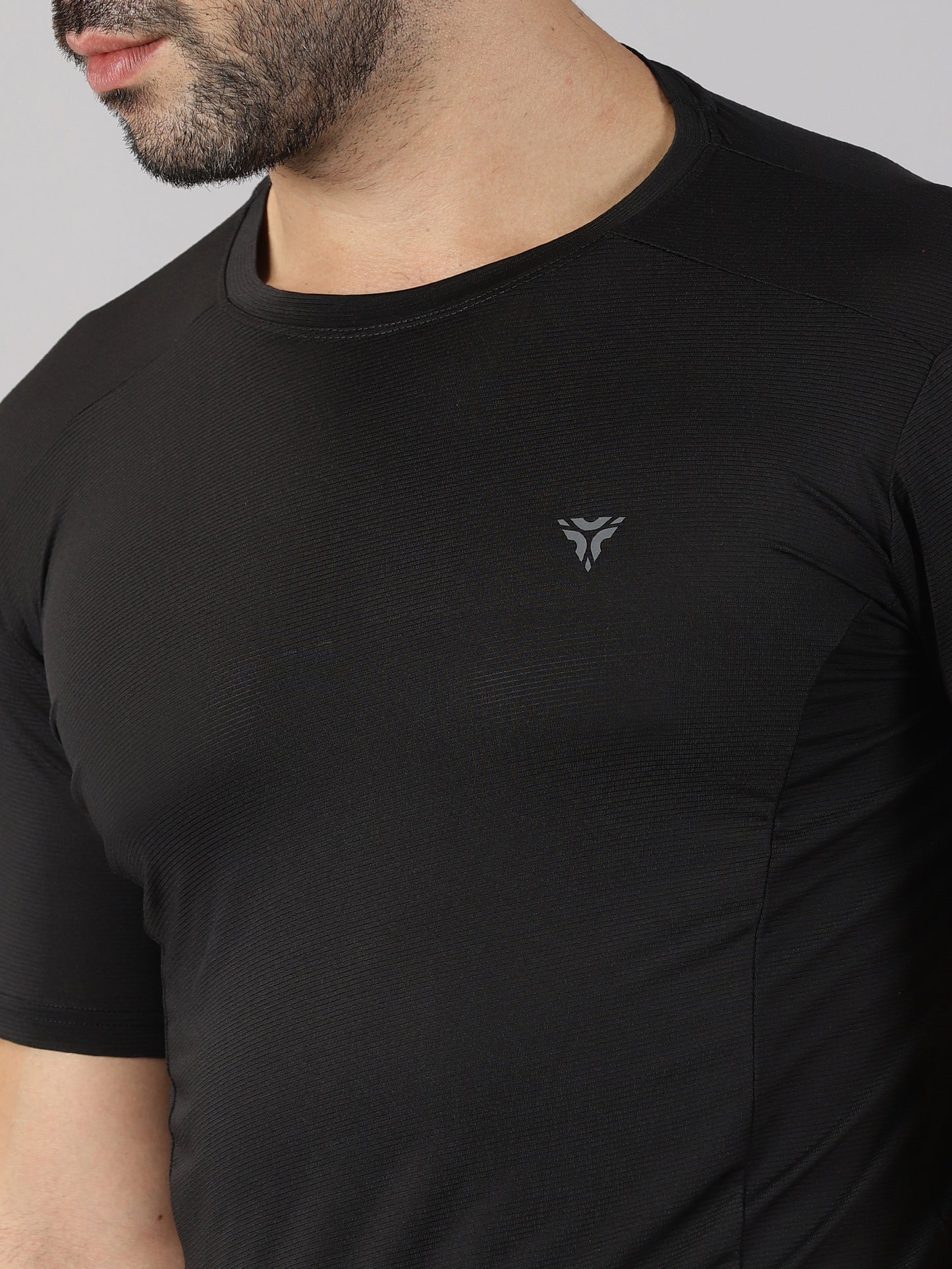Light Compression Jersey Knit T-shirt- Black