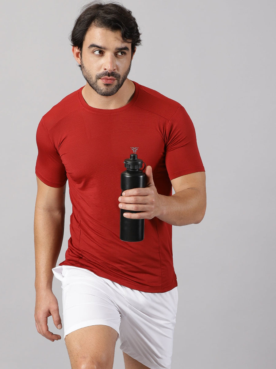 Light Compression Jersey Knit T-shirt- Red
