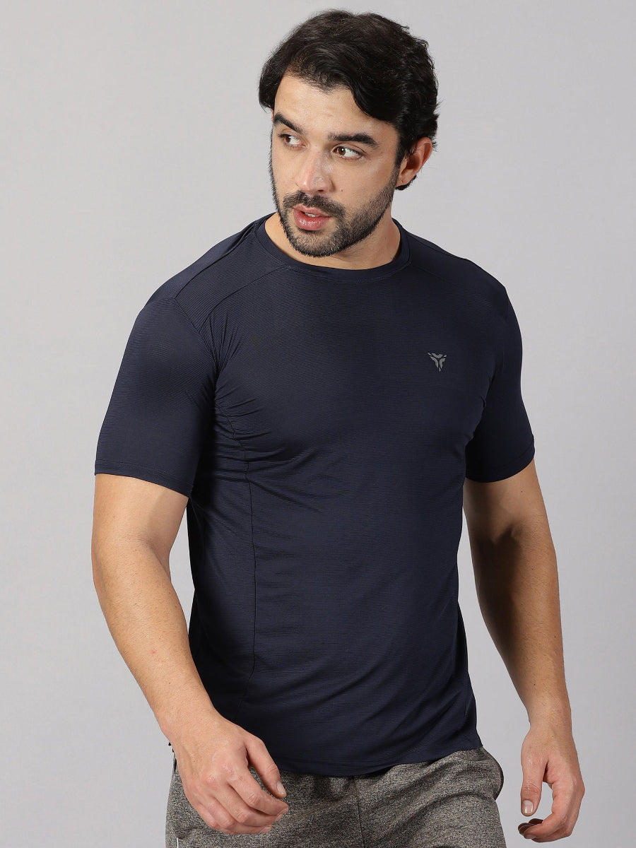 Light Compression Jersey Knit T-shirt- Navy