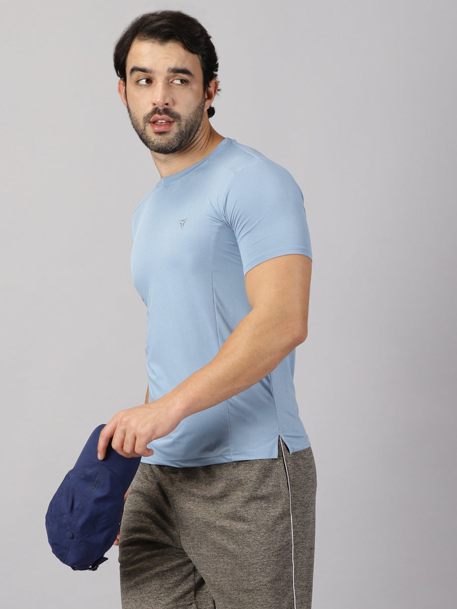 Light Compression Jersey Knit T-shirt- Cornflour Blue