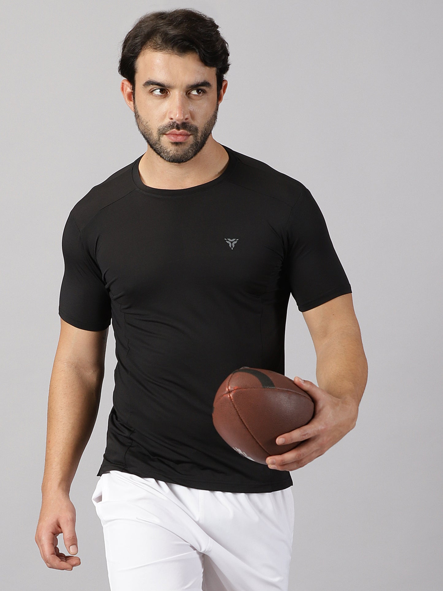Light Compression Jersey Knit T-shirt- Black