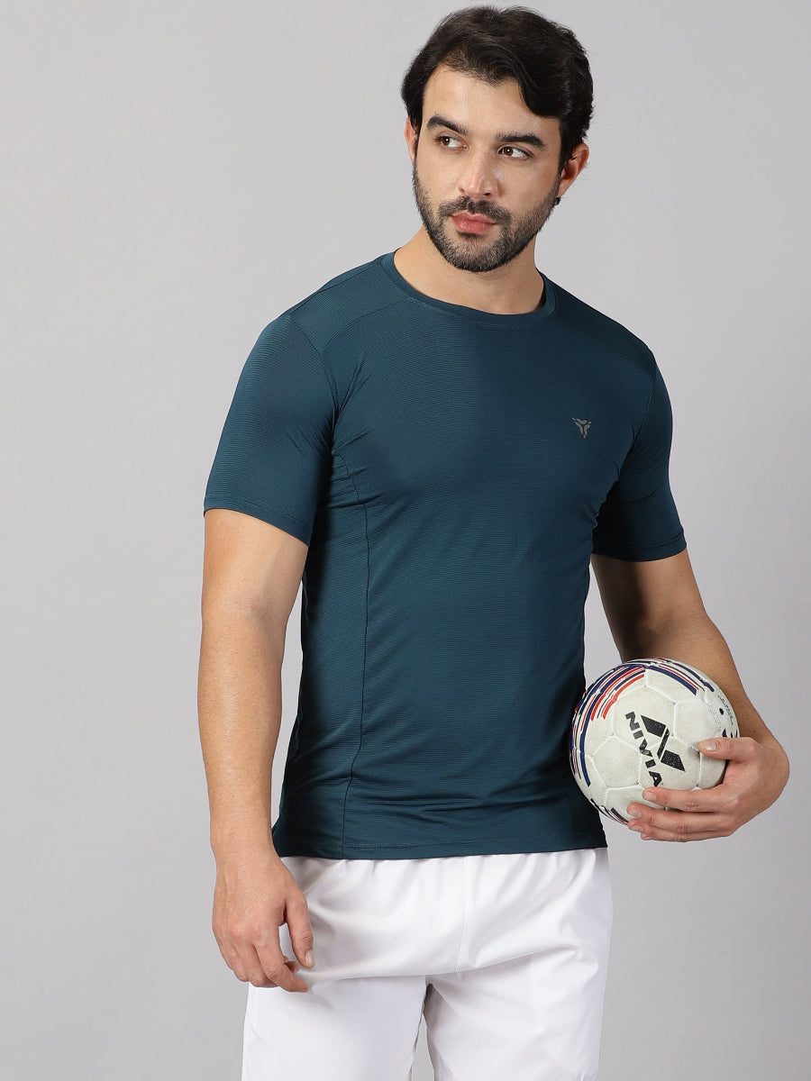 Light Compression Jersey Knit T-shirt- Pacific Blue