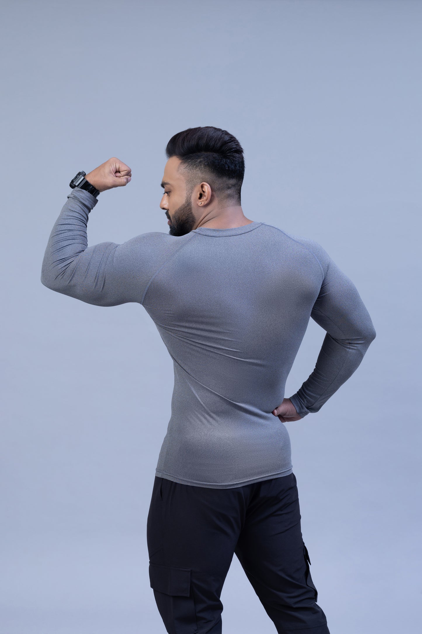 Full Sleeve Compression T-shirt- Grey Melange