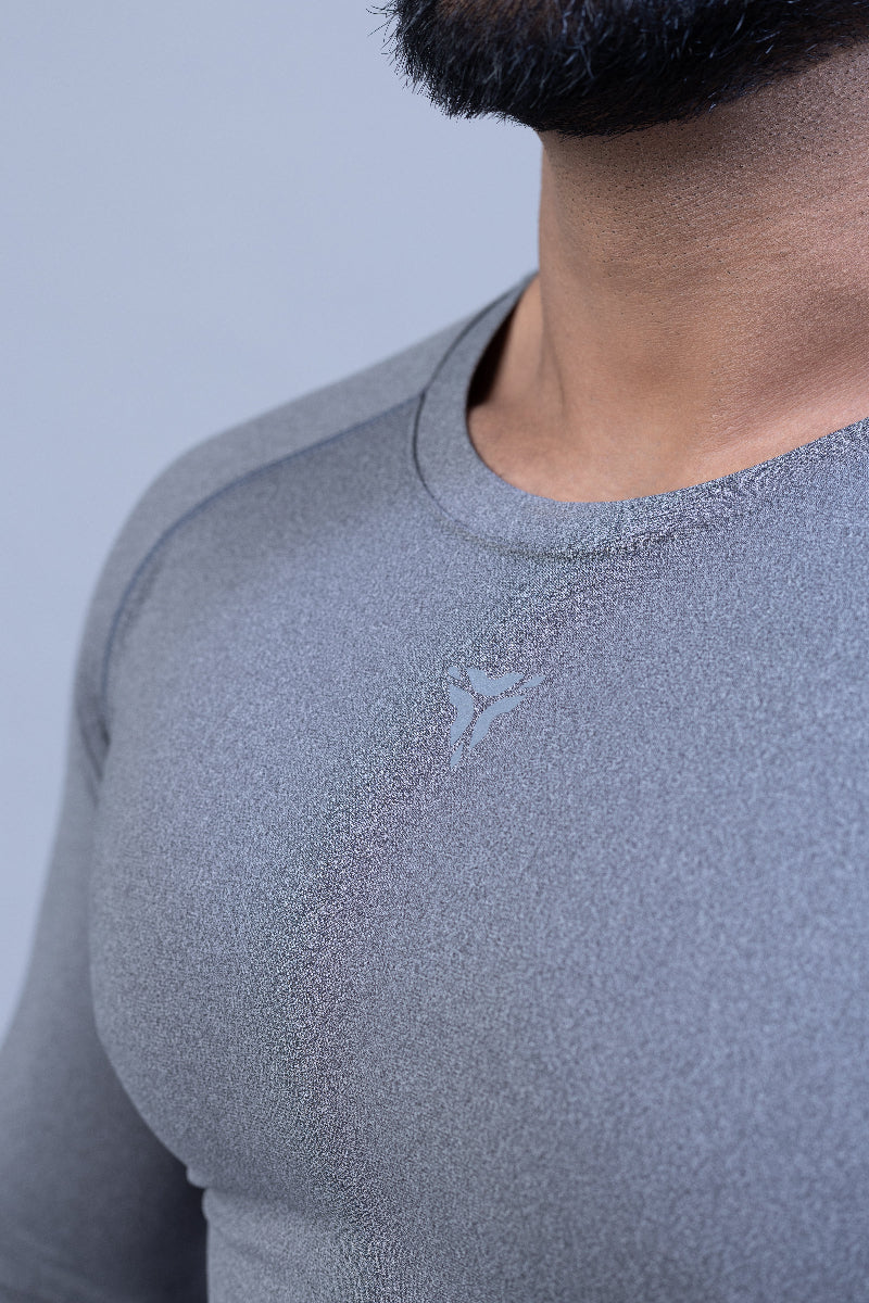 Full Sleeve Compression T-shirt- Grey Melange