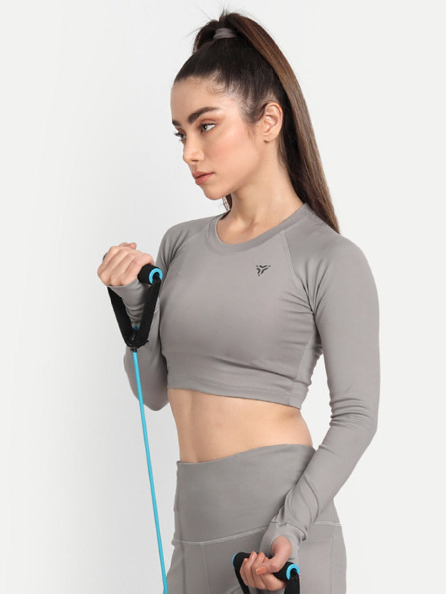 Workout Crop Top- Cloud Grey
