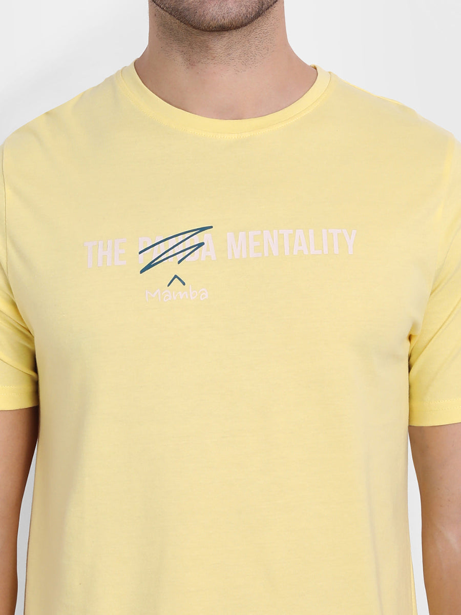 Cotton Yellow Mamba Mentality T-Shirt for Men