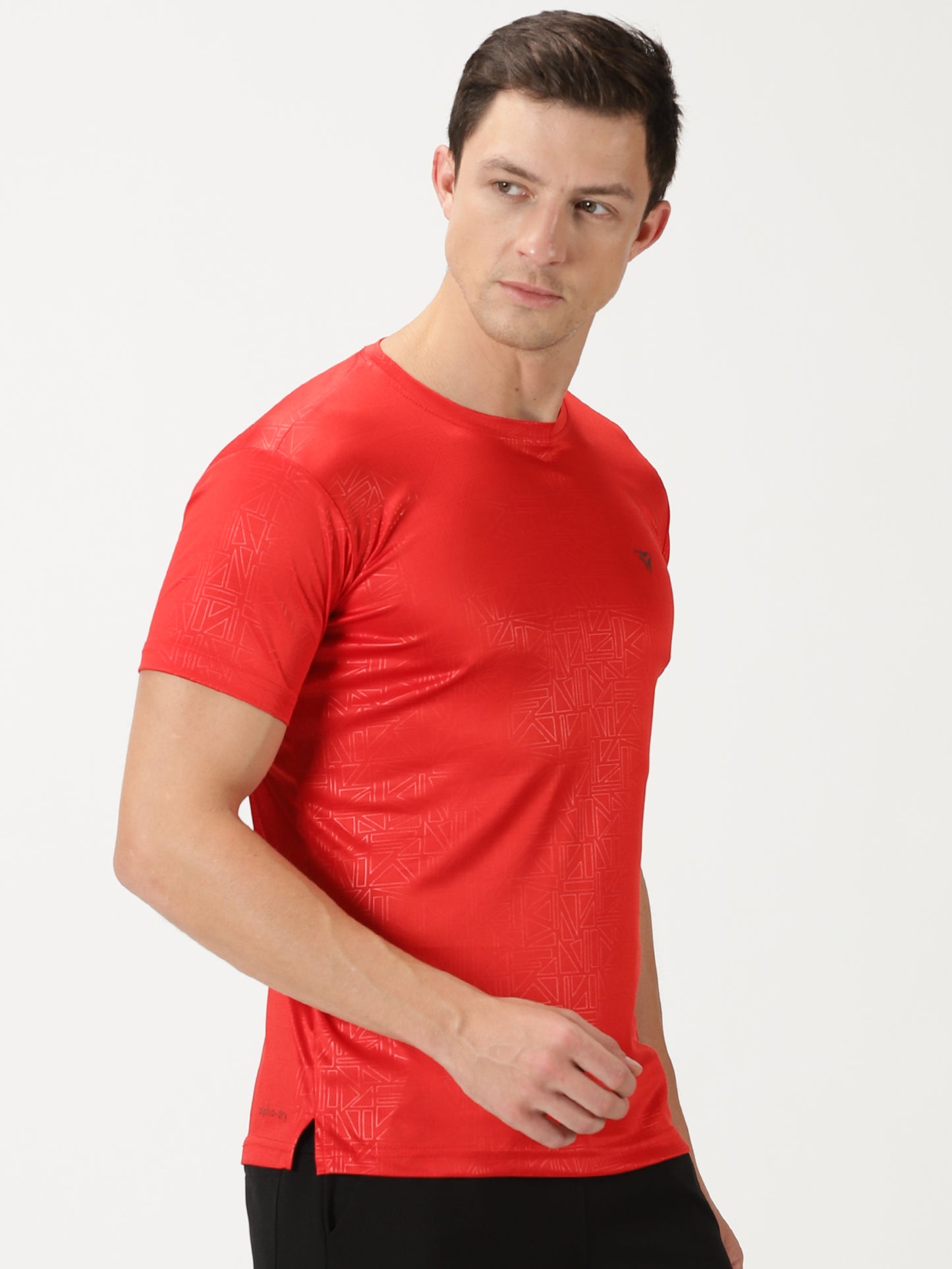 Geometric Embossed T-shirt- Red