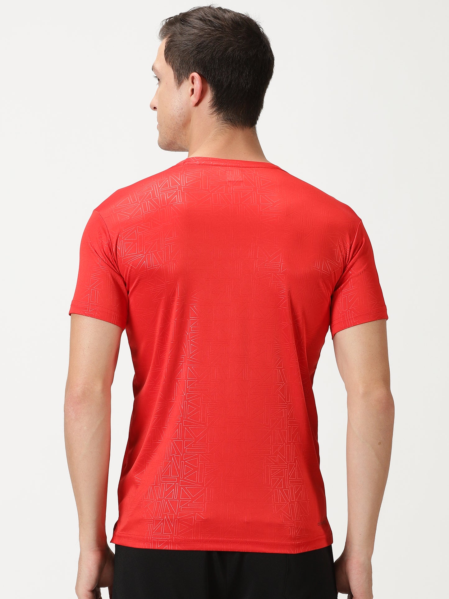 Geometric Embossed T-shirt- Red