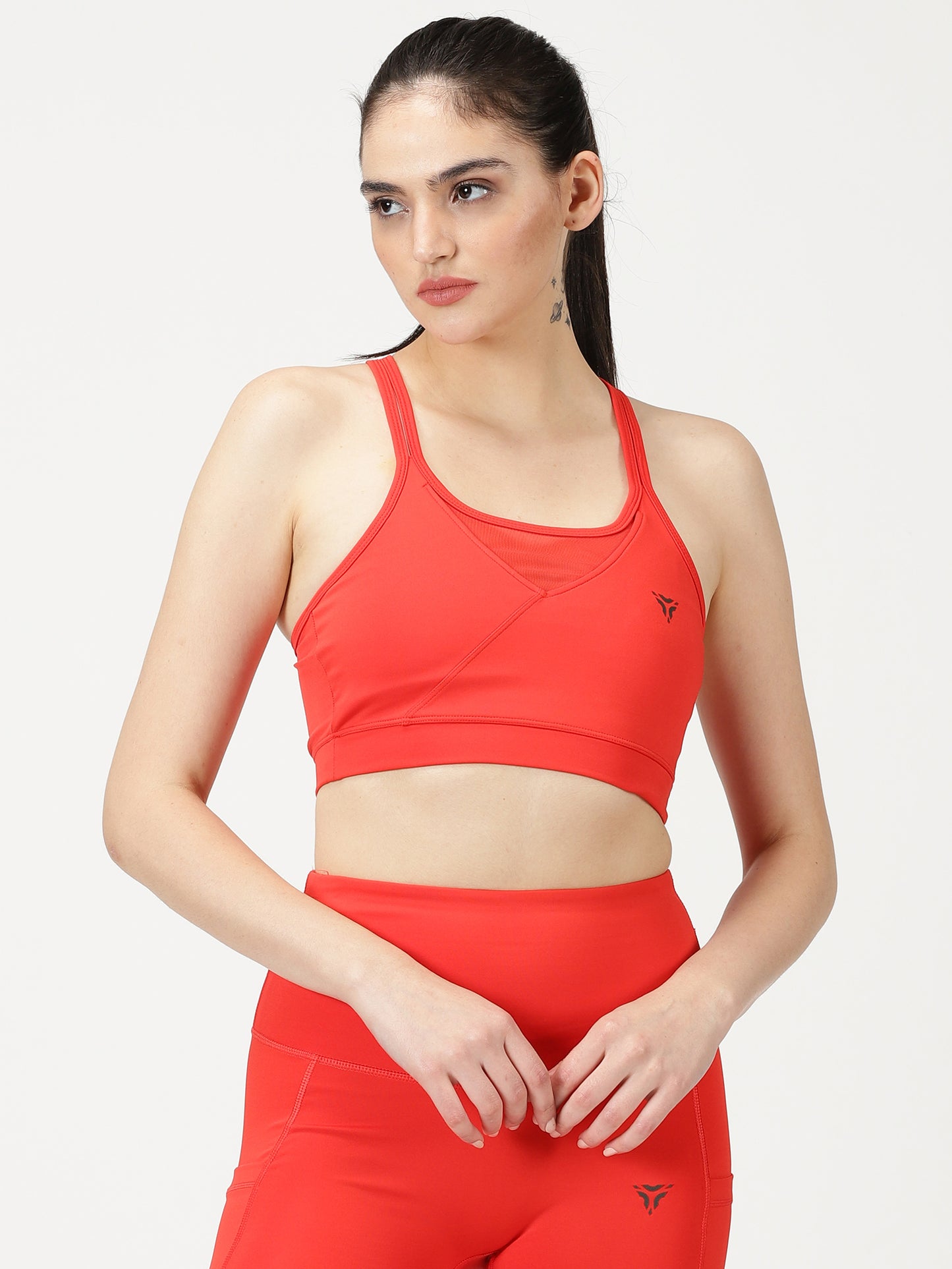 Fiery Red Co-ord Set- Cycling Shorts and Sports Bra