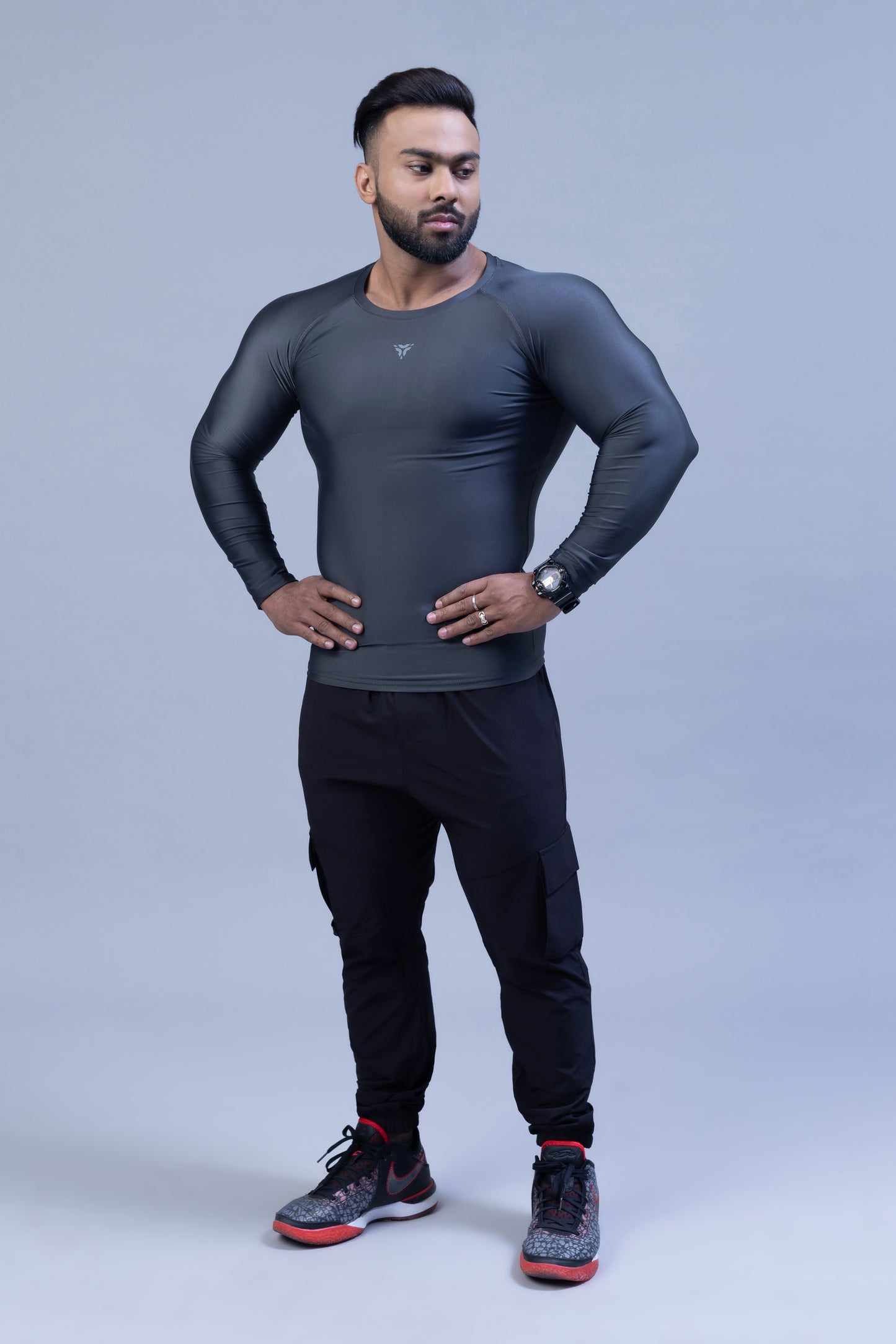 Full Sleeve Compression T-shirt- Dark Grey