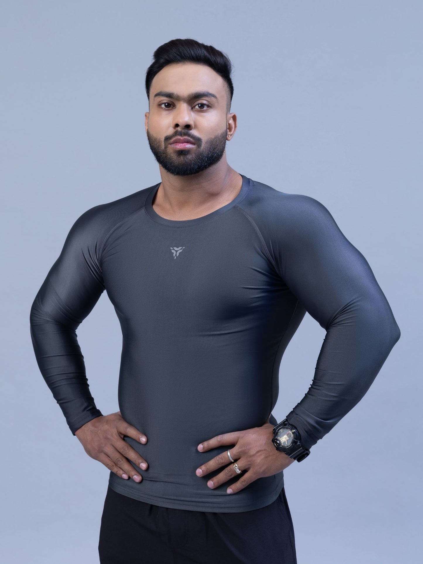 Full Sleeve Compression T-shirt- Dark Grey