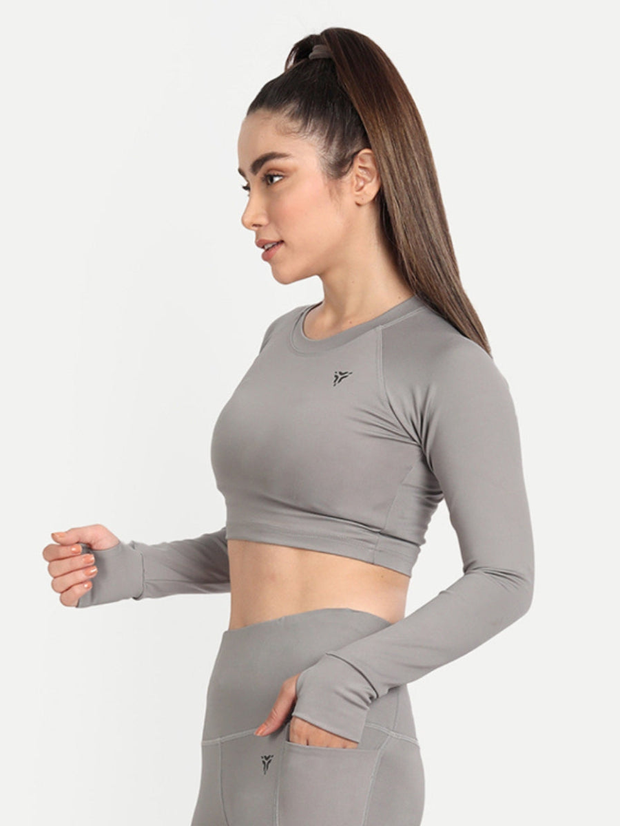 Workout Crop Top- Cloud Grey