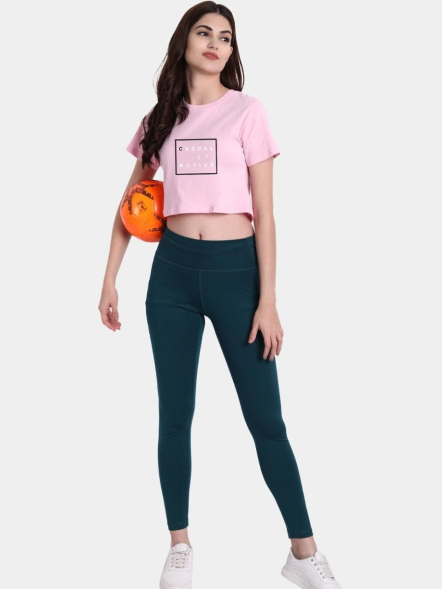 Casually Active Pink Cotton Crop Top