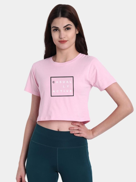 Casually Active Pink Cotton Crop Top