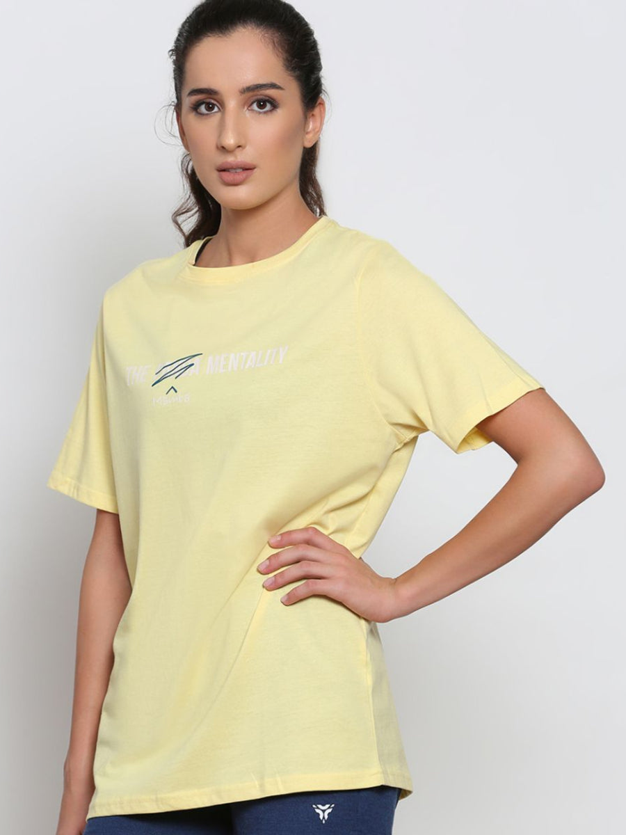Cotton Yellow Mamba Mentality T-Shirt for Women