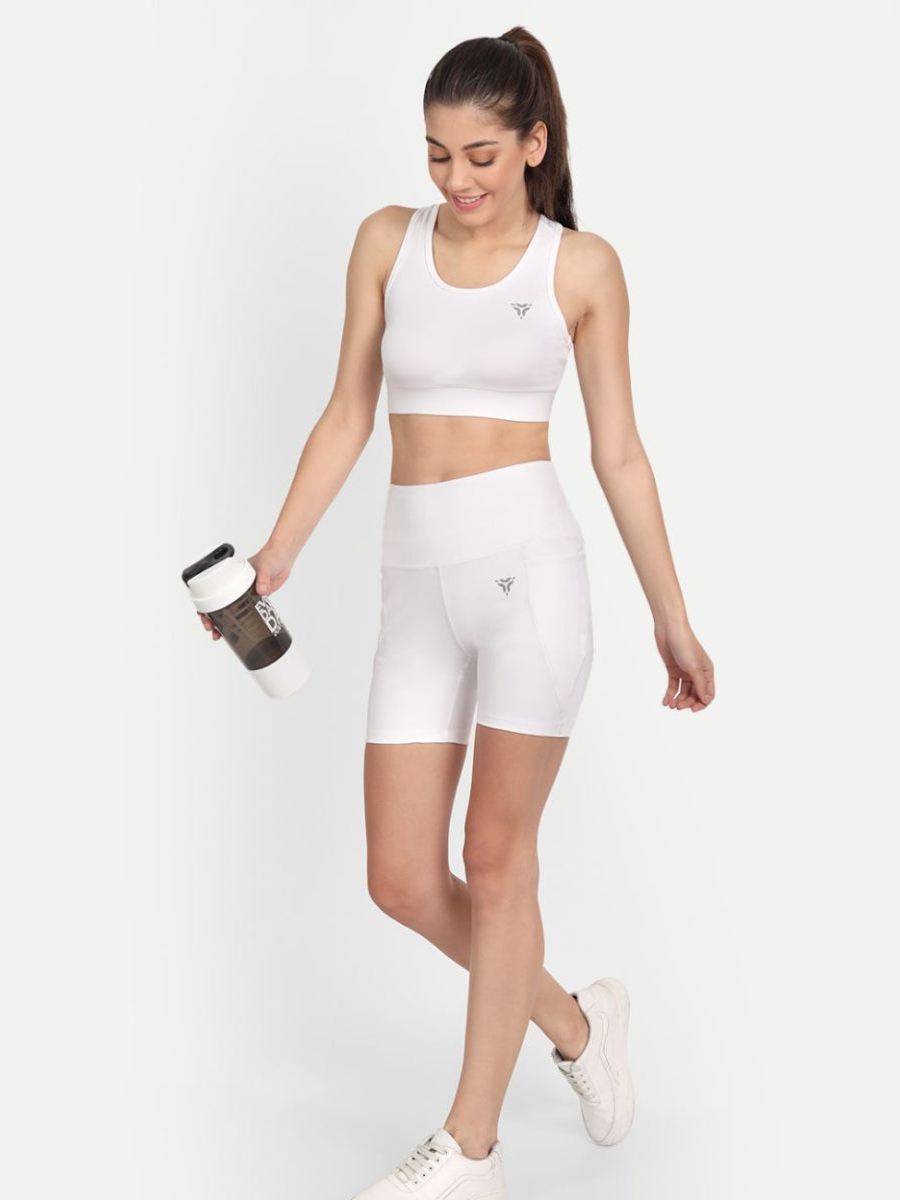 Bluite biker shorts for women- Winter White