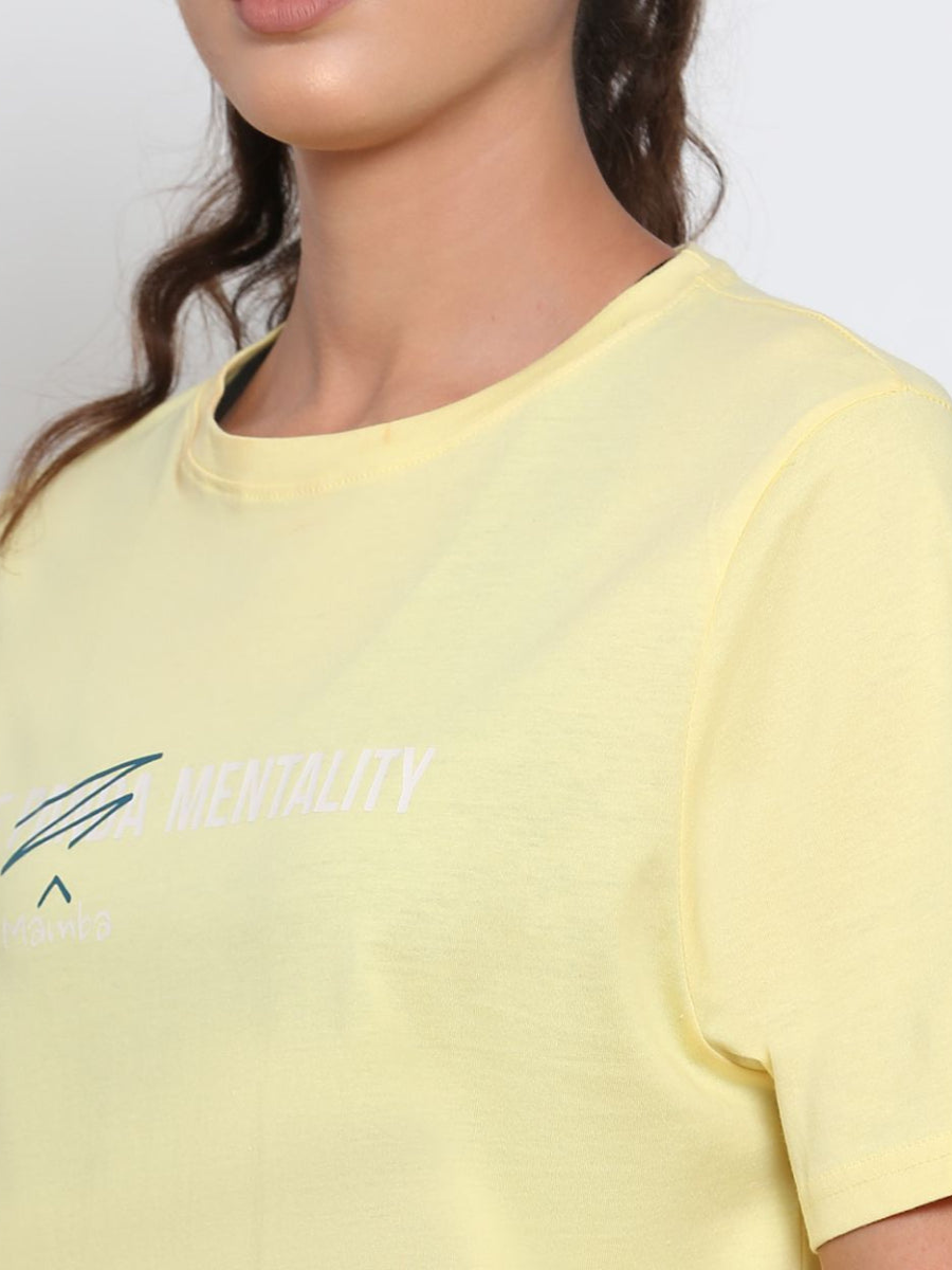 Cotton Yellow Mamba Mentality T-Shirt for Women