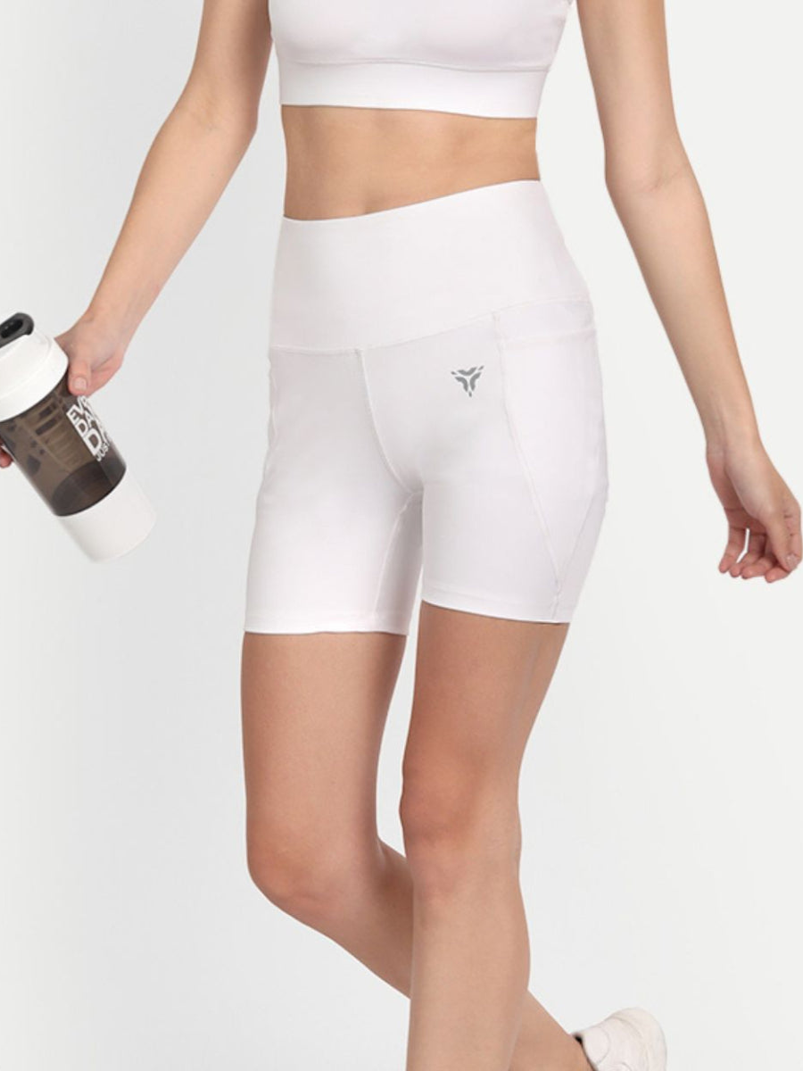 Bluite biker shorts for women- Winter White