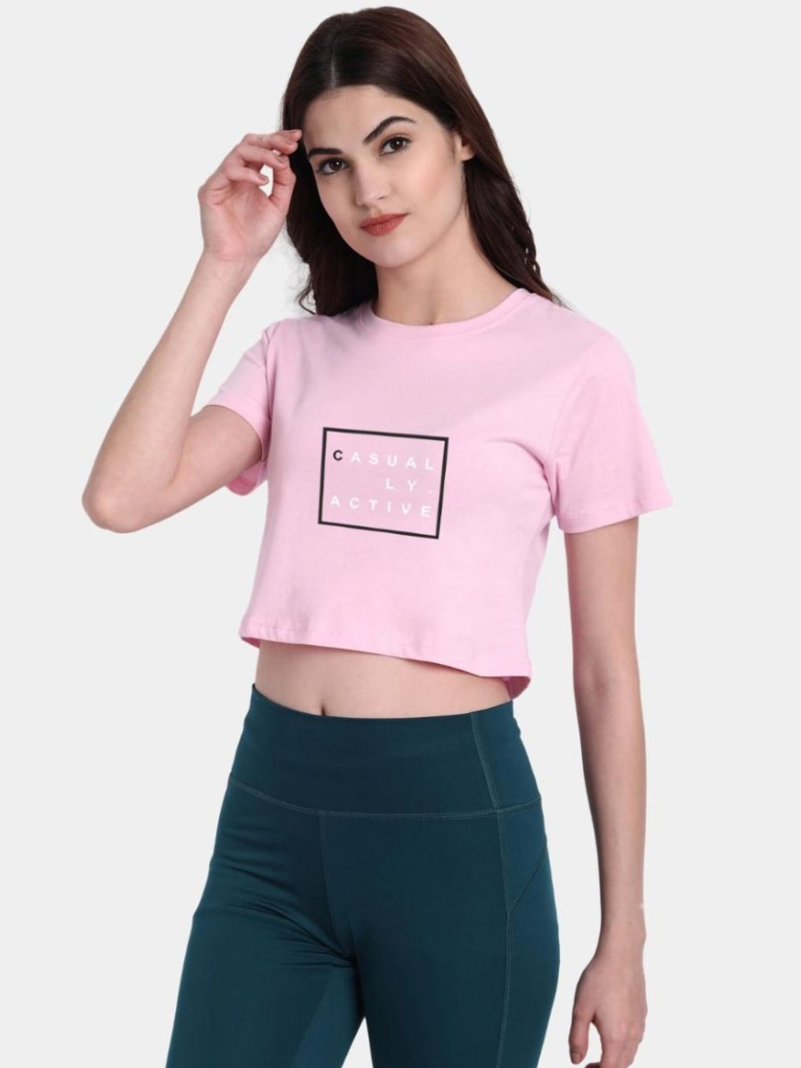 Casually Active Pink Cotton Crop Top