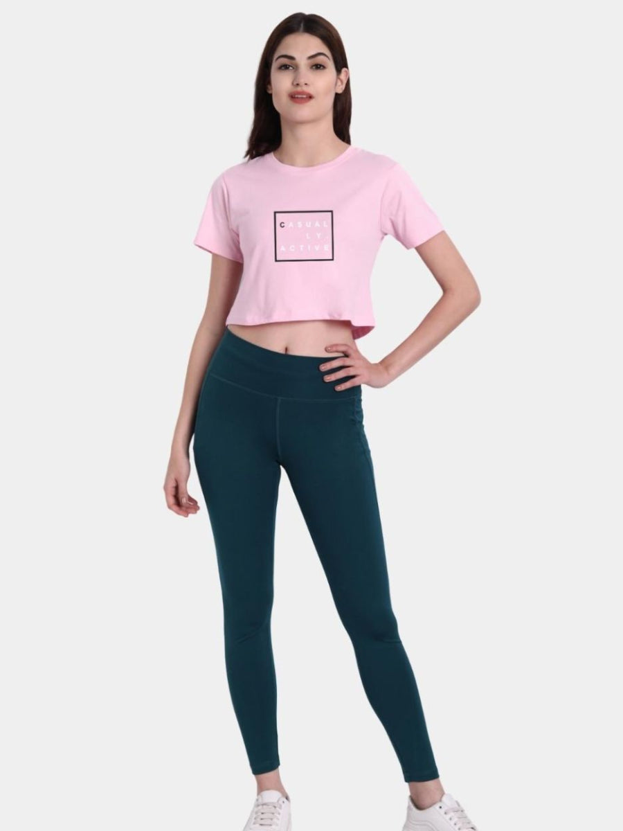 Casually Active Pink Cotton Crop Top