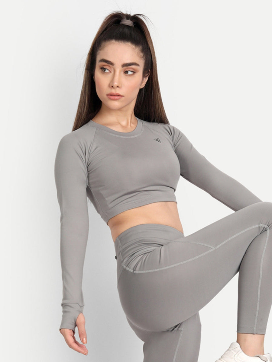Workout Crop Top- Cloud Grey