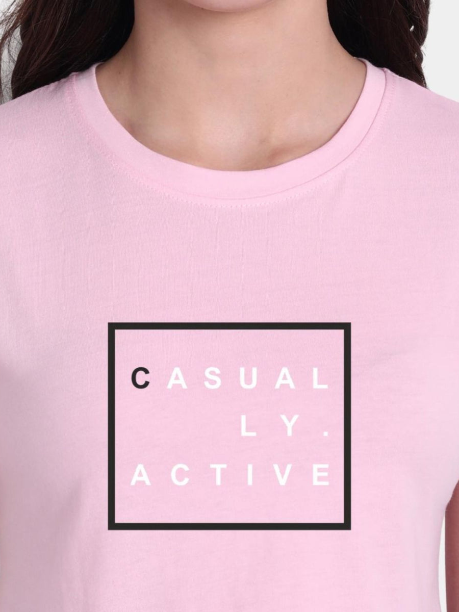Casually Active Pink Cotton Crop Top