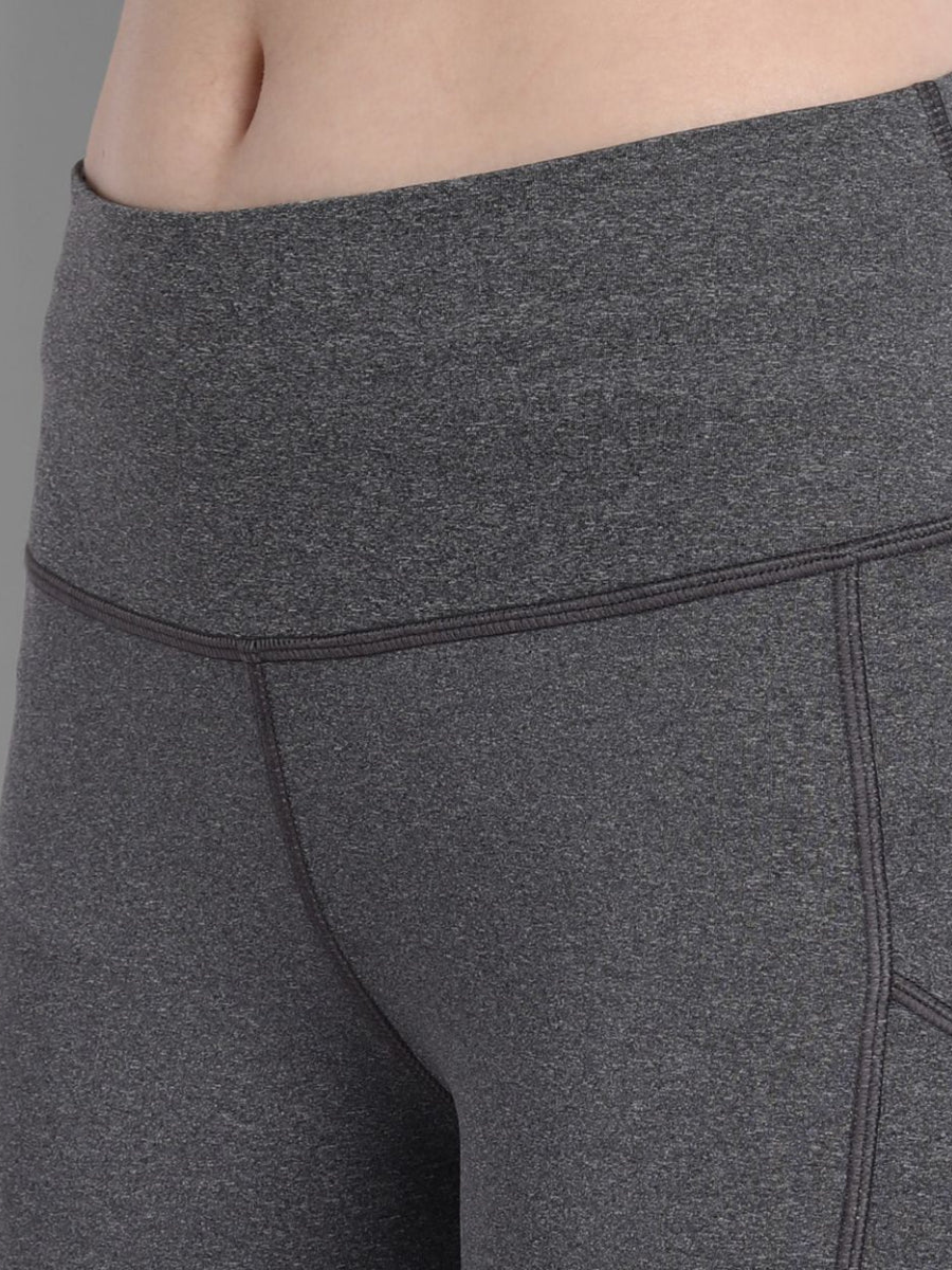 Grey Mélange Style Leggings with Mesh inserts