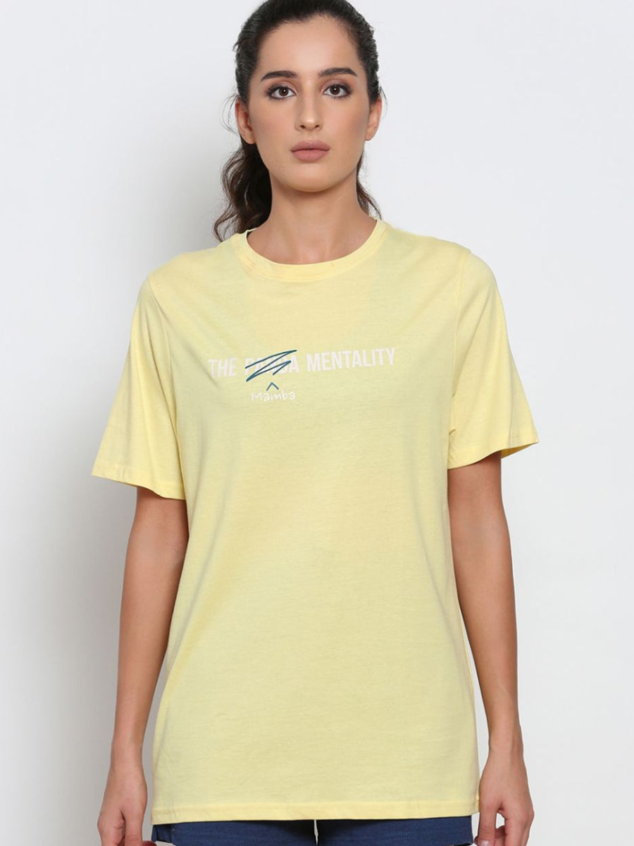 Cotton Yellow Mamba Mentality T-Shirt for Women