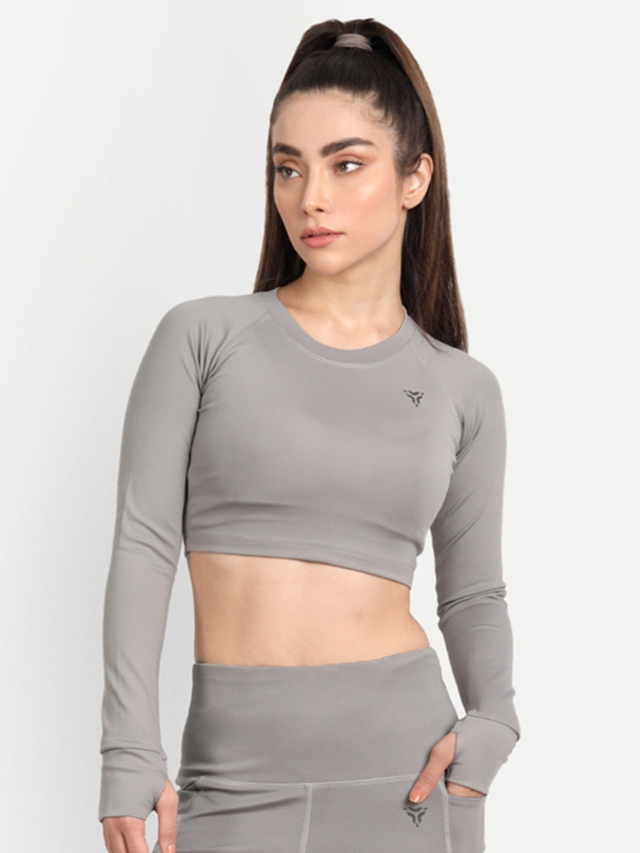 Workout Crop Top- Cloud Grey