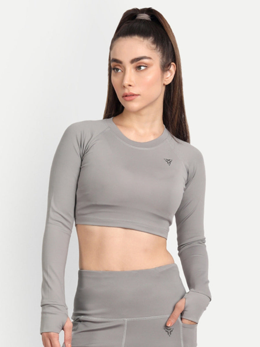 Workout Crop Top- Cloud Grey