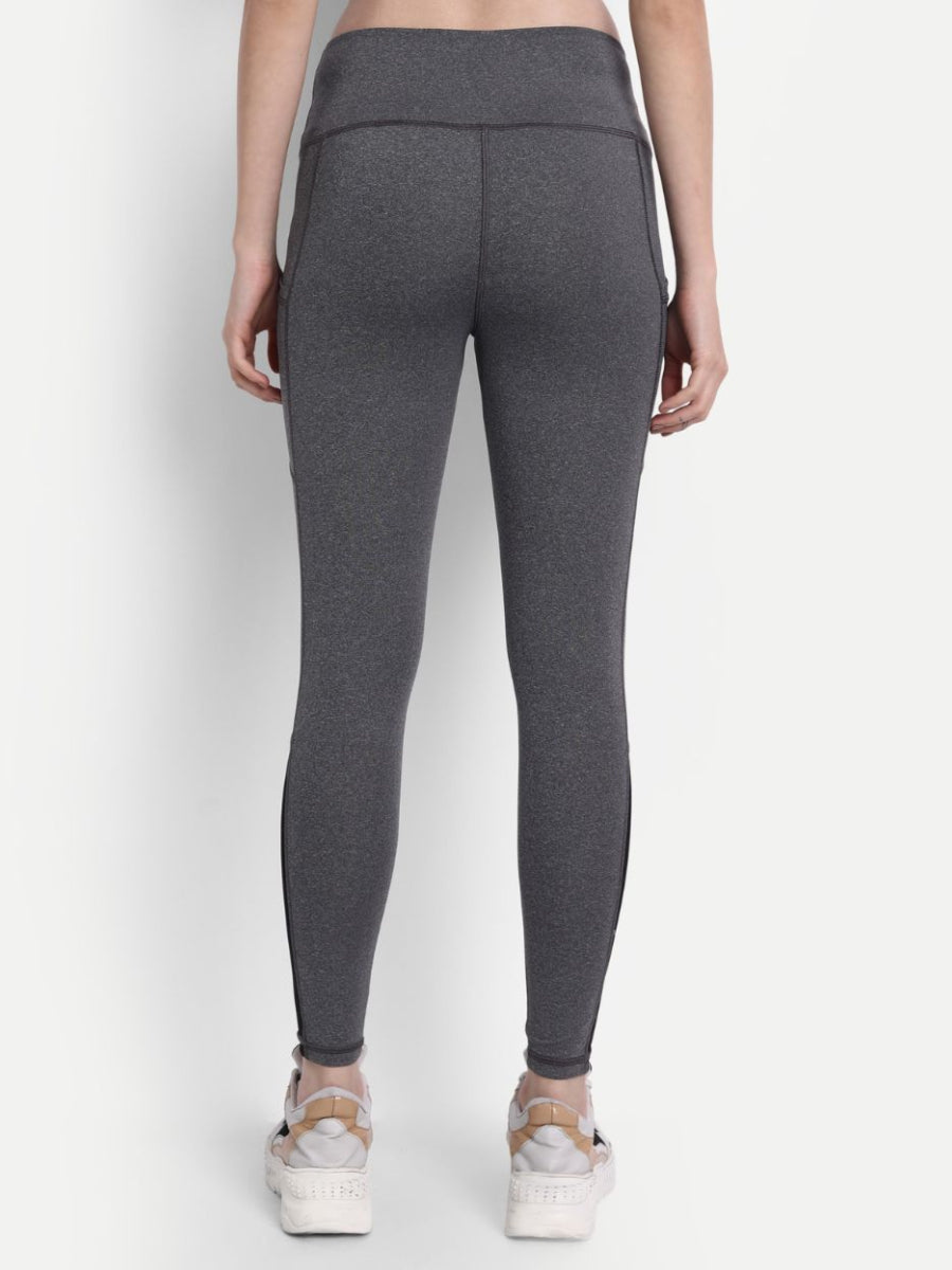 Grey Mélange Style Leggings with Mesh inserts