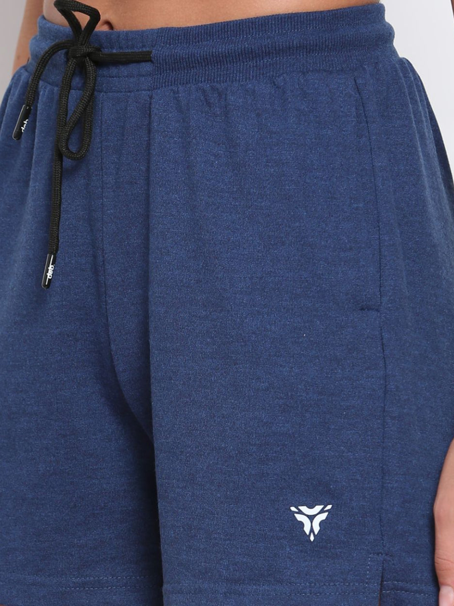 Women's Cotton Athleisure Shorts- Navy Melange
