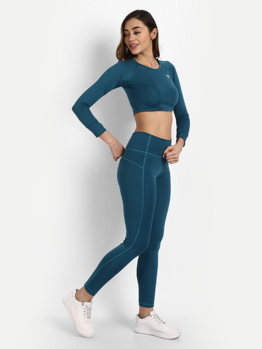 Pacific Blue Crop Top Co-ord Set