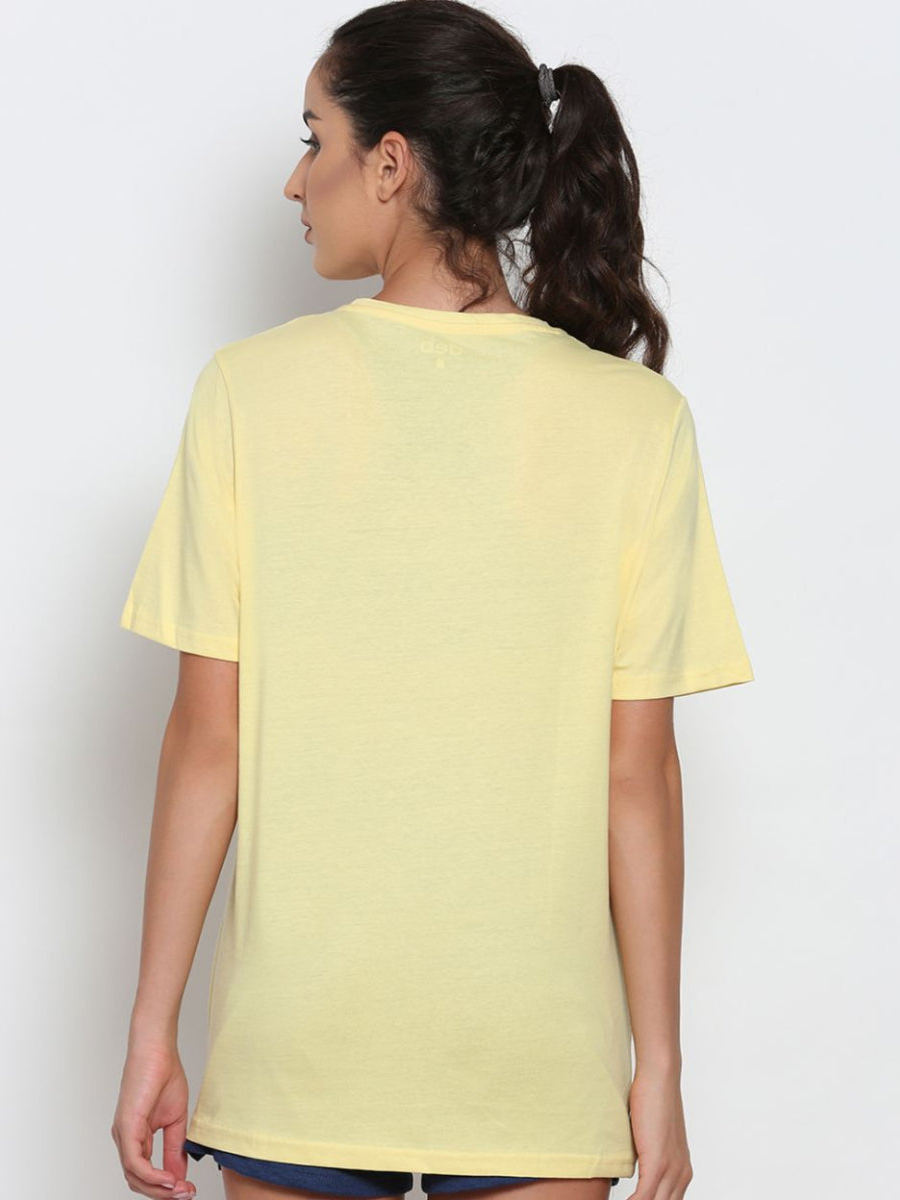 Cotton Yellow Mamba Mentality T-Shirt for Women