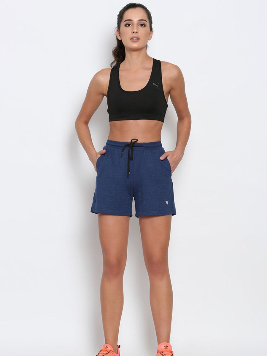 Women's Cotton Athleisure Shorts- Navy Melange