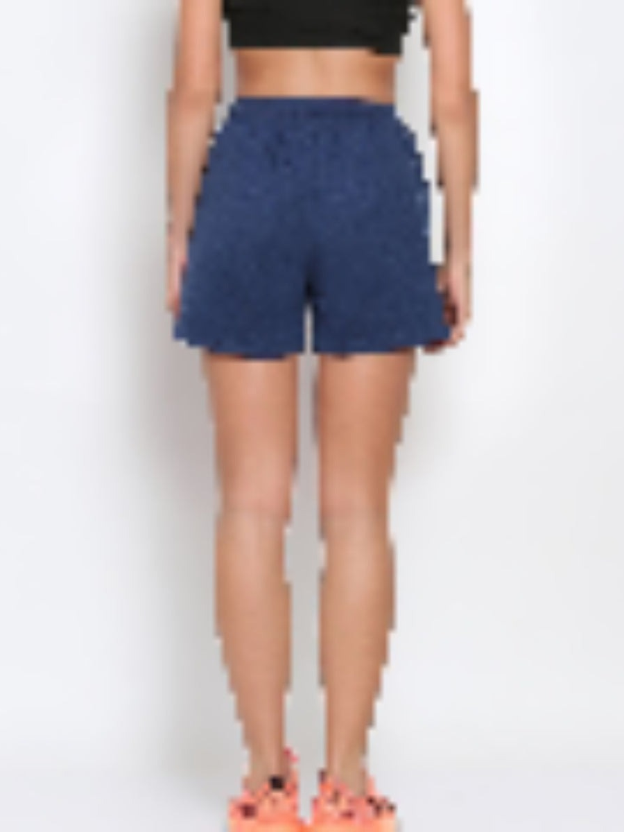 Women's Cotton Athleisure Shorts- Navy Melange
