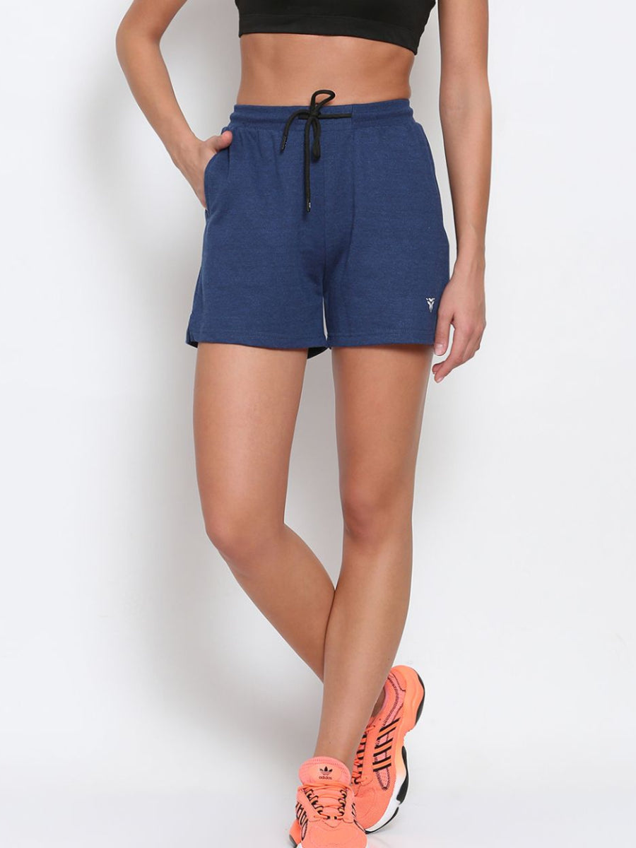 Women's Cotton Athleisure Shorts- Navy Melange